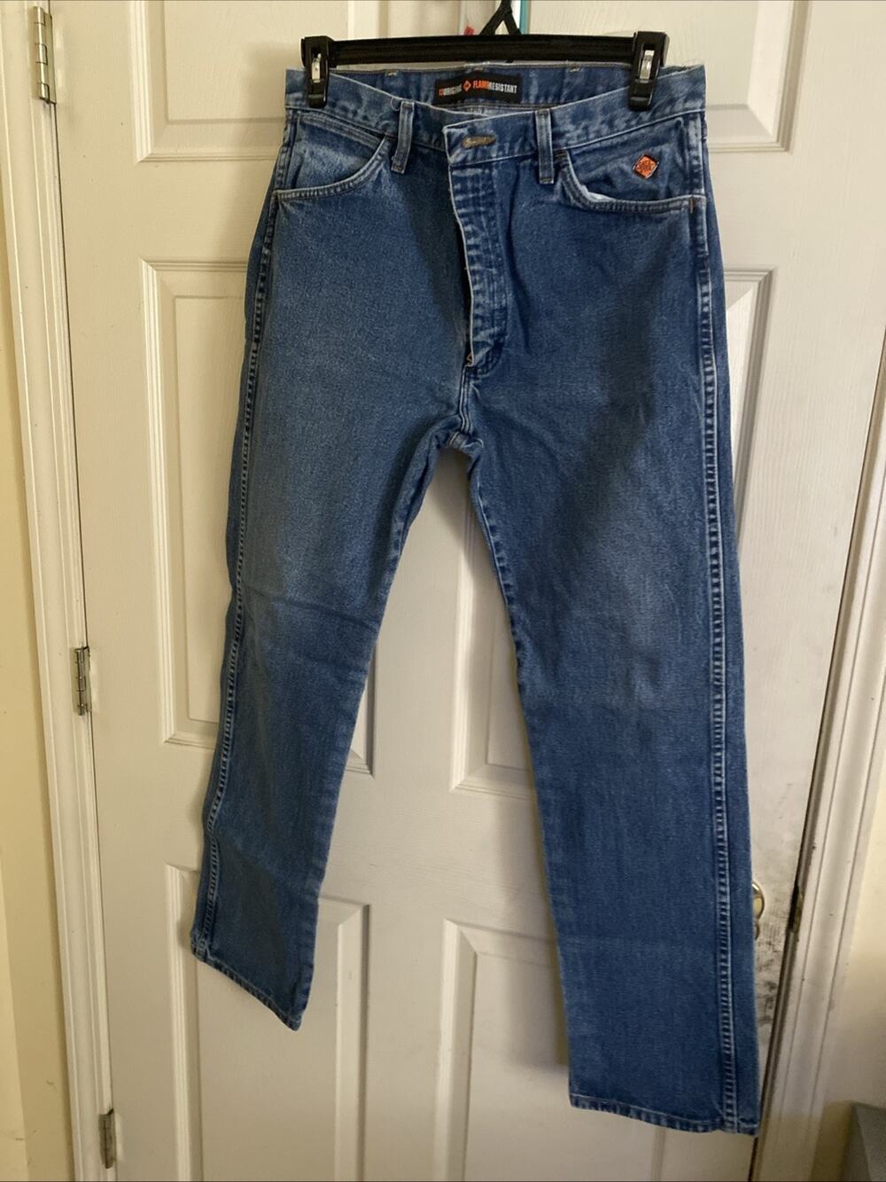 Wrangler FR Jeans Mens 35x34 Blue Fire Resistant Workwear Denim Pants CAT2 2112
